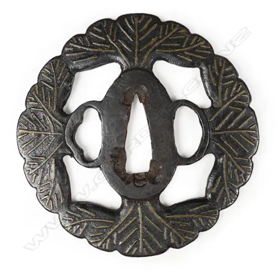 A good Heianjo era momoyama Kaga school iron tsuba,