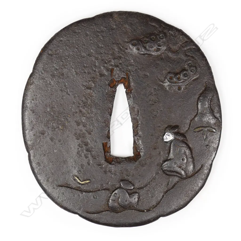 A large early Edo period chocolate toned iron tsuba, c.1650, Image 1++