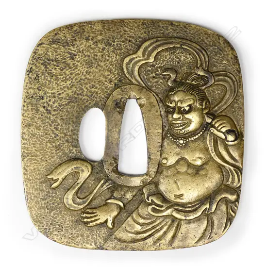 A large sentoku bronze late Edo Period tsuba c.1800,