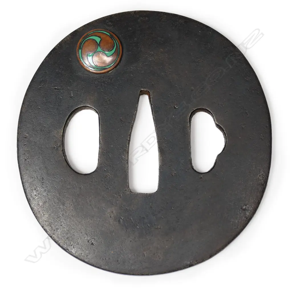 An Edo period oval chocolate toned iron tsuba c.1800, Image 1++