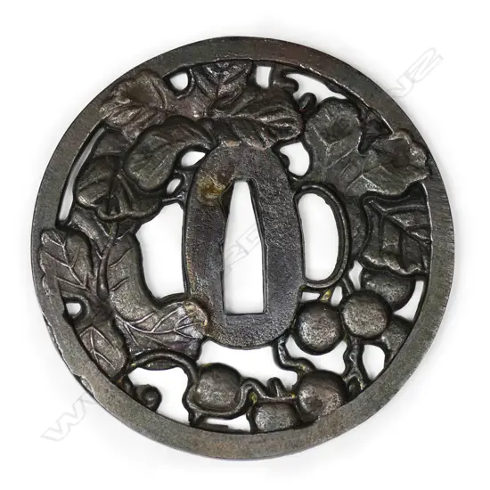 A large Edo period copper bronze tsuba c.1800,