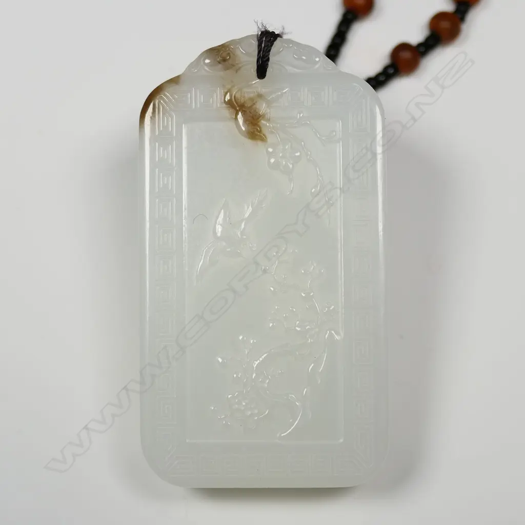 A quality Chinese white hetian jade tablet pendant, Image 1++