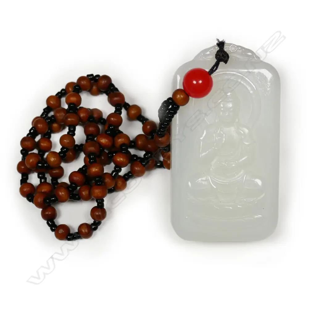 A quality Chinese white hetian jade tablet pendant, Image 1++