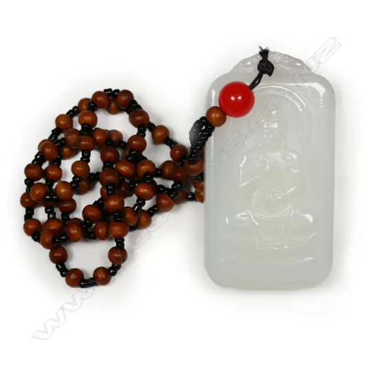A quality Chinese white hetian jade tablet pendant,