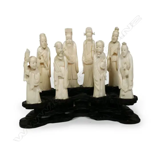 Eight carved ivory Chinese figures,