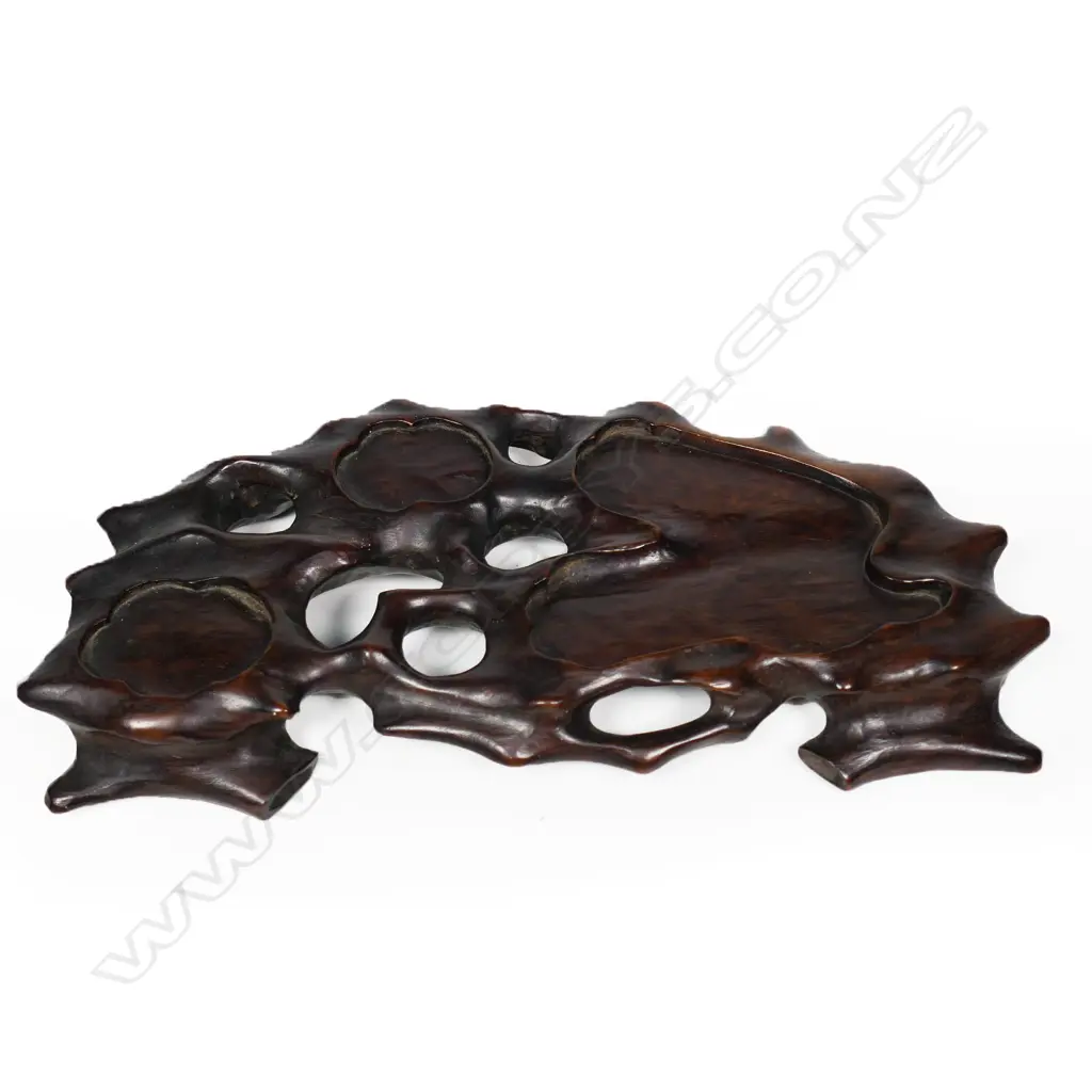 A good old characterfully carved Chinese rosewood model of a seated elephant , Image 1++