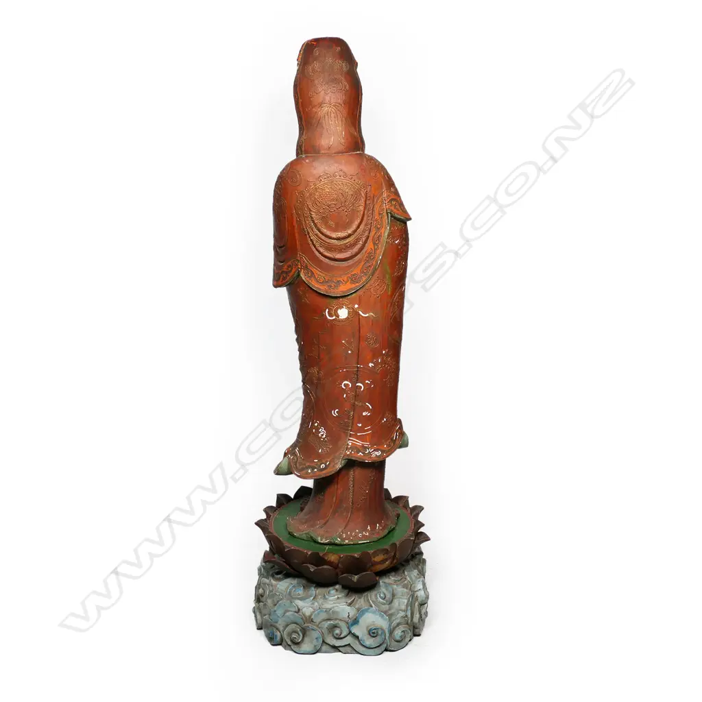 A vintage carved wood Guan Yin H.1500mm Image 1++