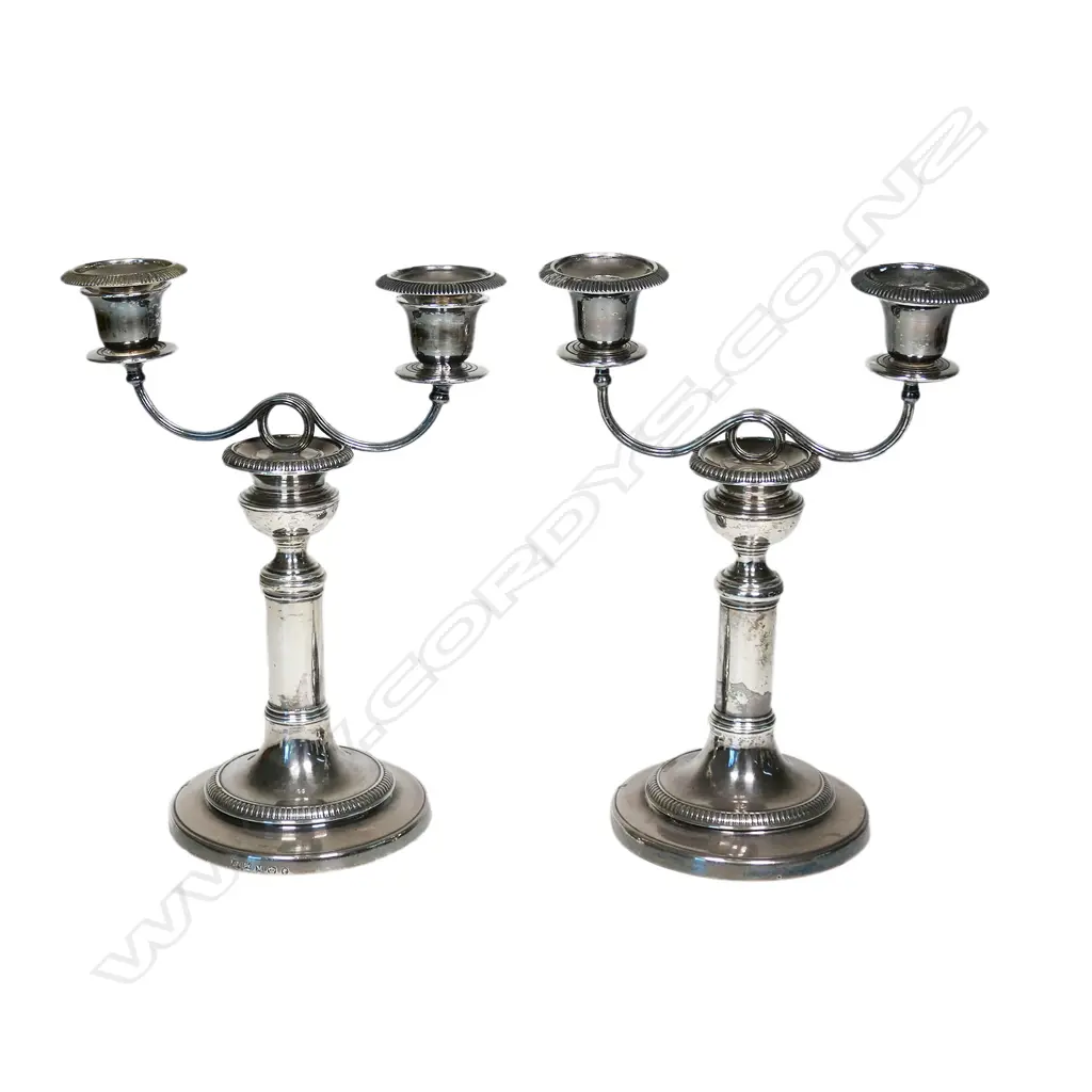 A pair of early Victorian 1855 silver candelabra 938gms, Image 1++