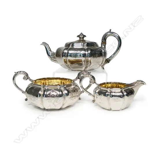A William IV Paul Storr three-piece bachelor's tea service,