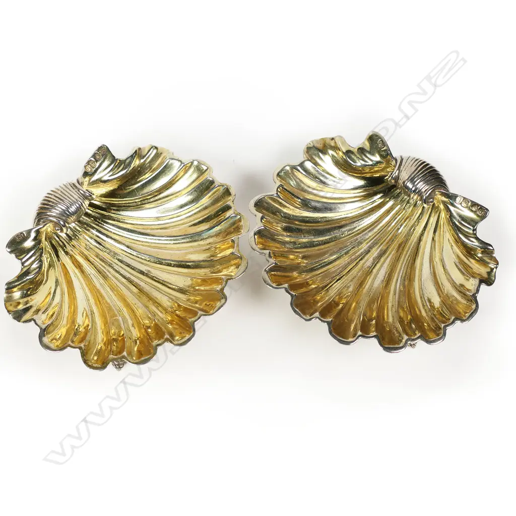 A pair of William IV cast silver gilt butter-shells by Paul Storr, ex Florence Court, Image 1++
