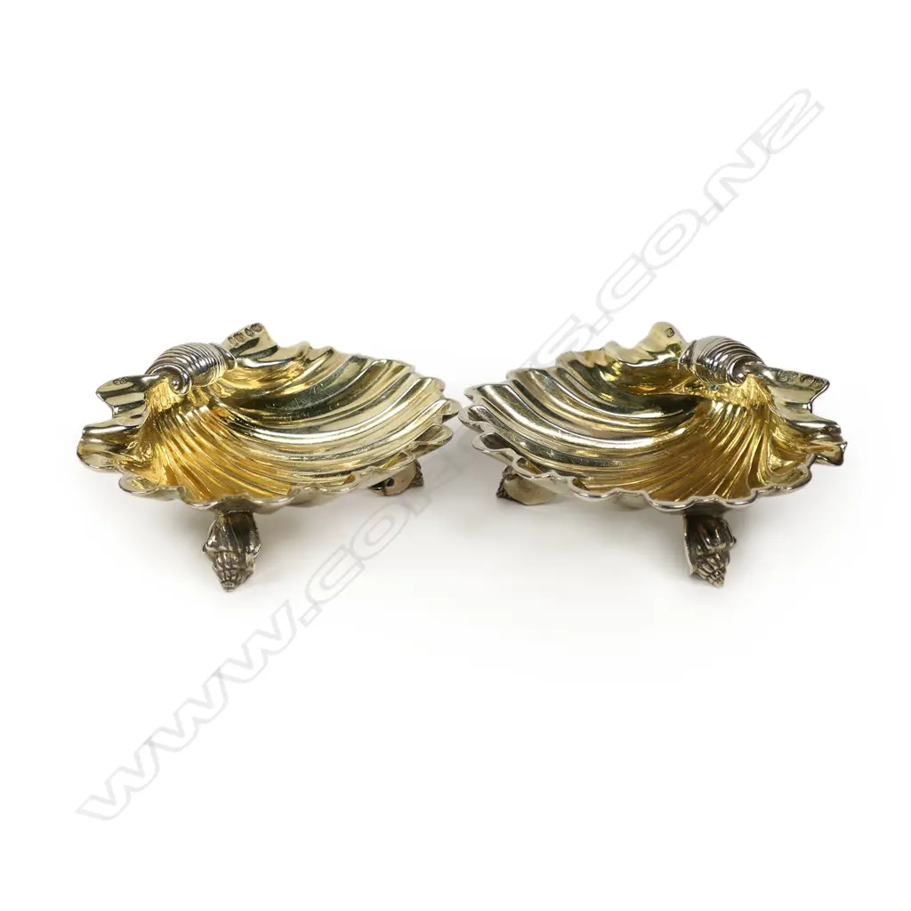 A pair of William IV cast silver gilt butter-shells by Paul Storr, ex Florence Court, Image 1++