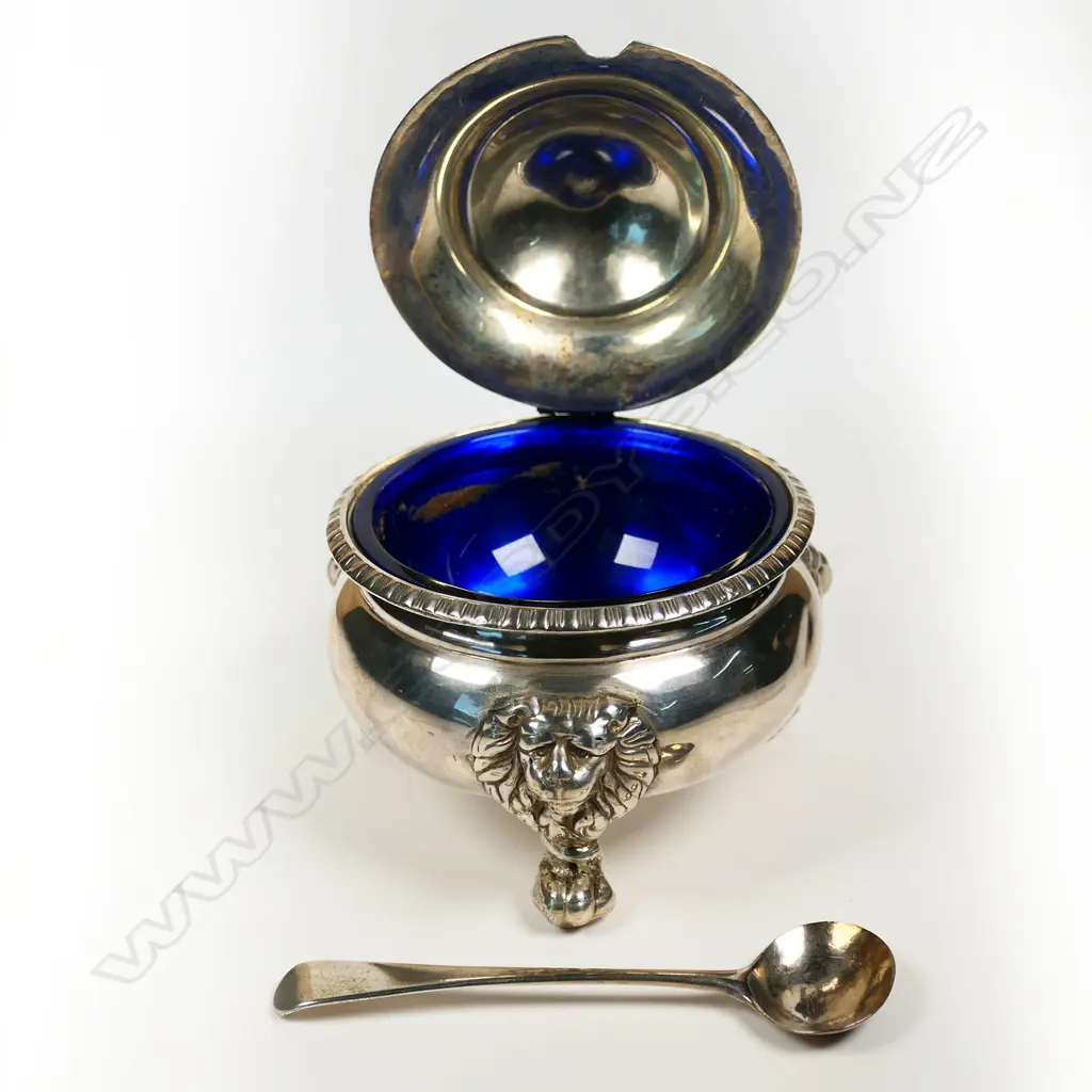 A quality silver George III mustard pot with spoon, Image 1++