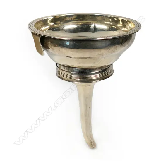 A George III silver wine funnel,
