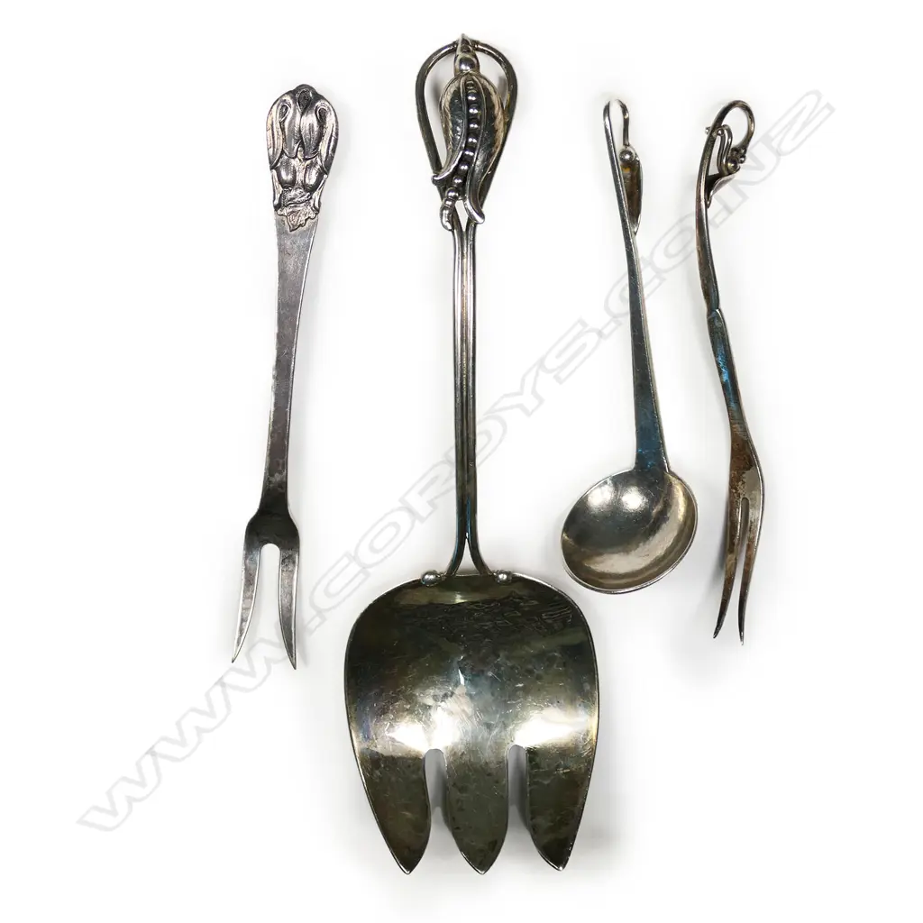 Four Canadian sterling silver cutlery items by Carl Poul Petersen, Image 1++