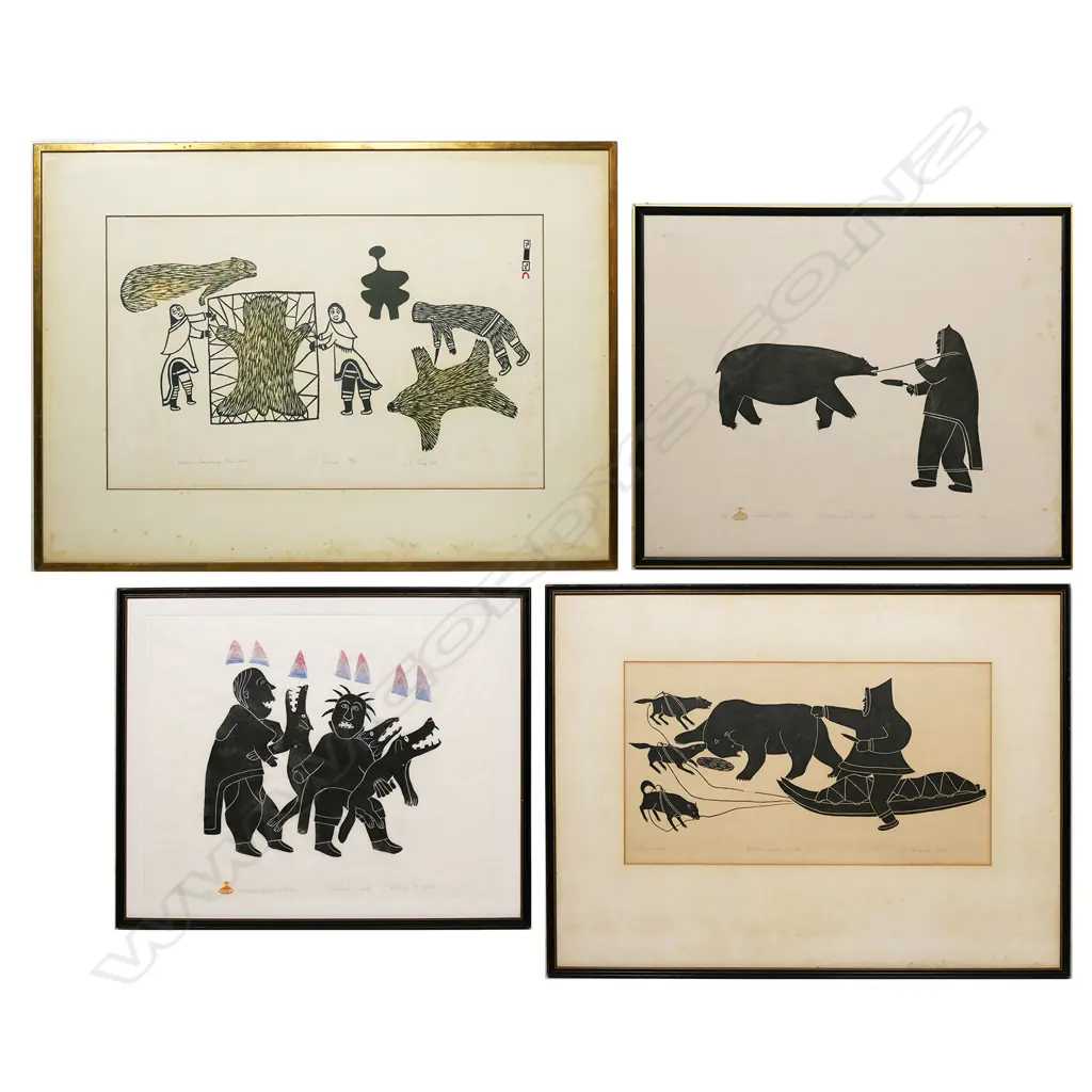 Four Inuit (Holman Island) framed prints, Image 1++
