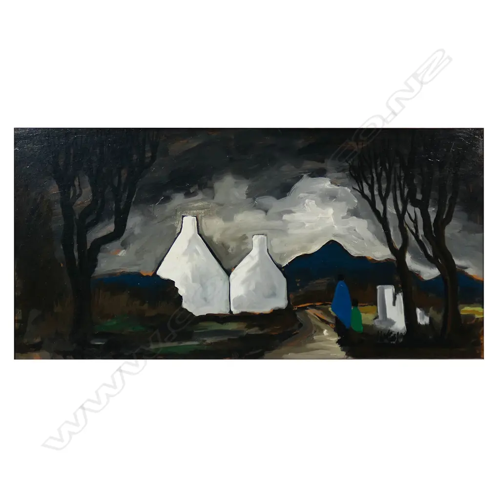 Markey Robinson (Ireland 1918-1999)), Country Road with white cottages, Image 1++