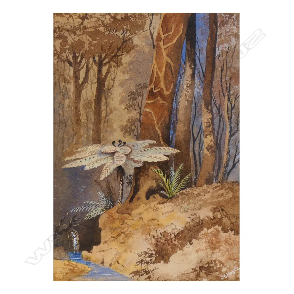 J.C. Hoyte (NZ 1835-1915) 'Bush and Stream Study', Image 1++