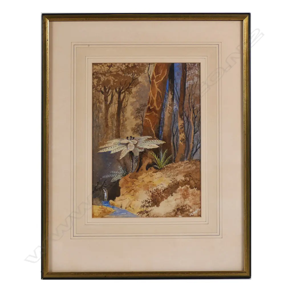 J.C. Hoyte (NZ 1835-1915) 'Bush and Stream Study', Image 1++