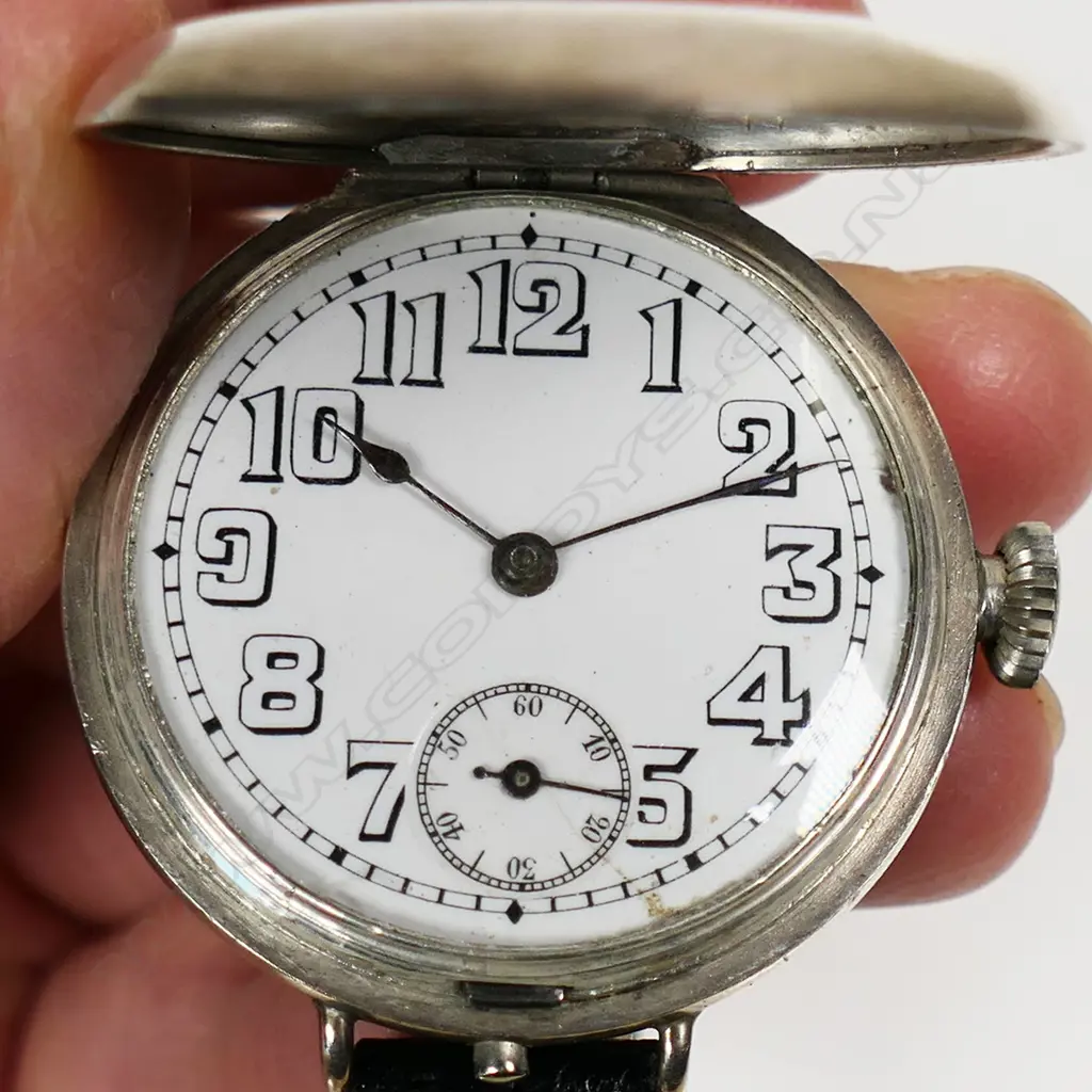 A c.1915 Rolex silver flip-top gent's trench watch, Image 1++