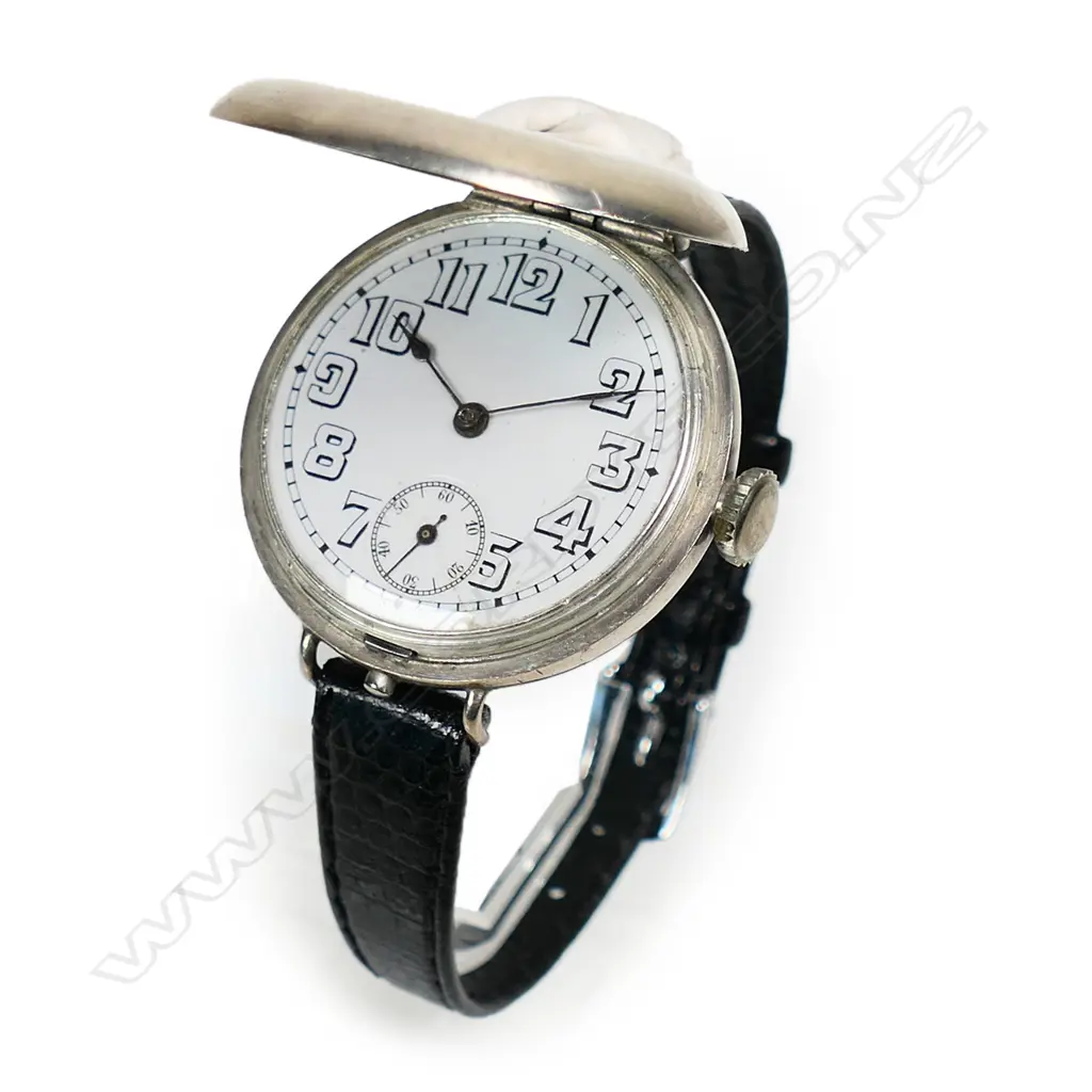 A c.1915 Rolex silver flip-top gent's trench watch, Image 1++