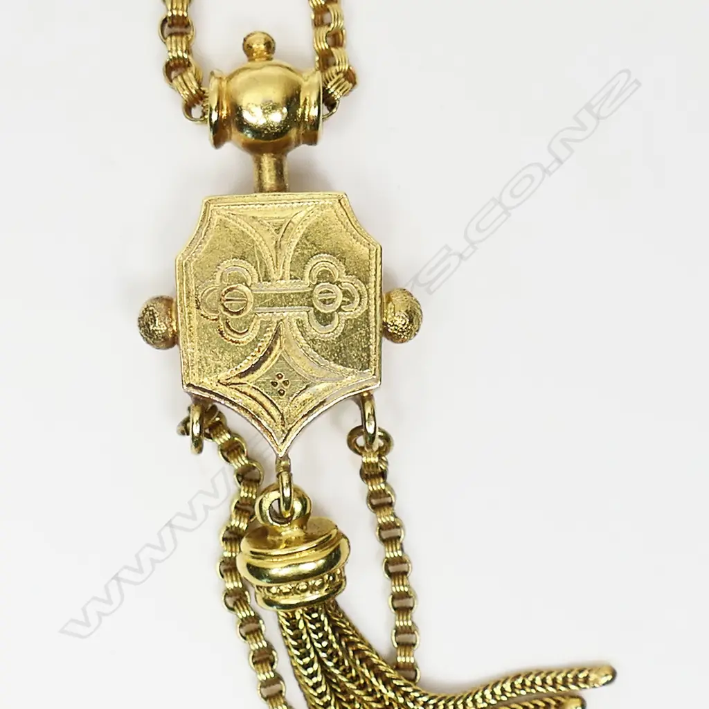 A uncommon quality Victorian 18ct yellow gold tassel necklace, Image 1++