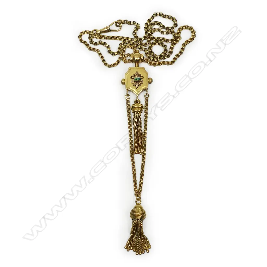 A uncommon quality Victorian 18ct yellow gold tassel necklace, Image 1++