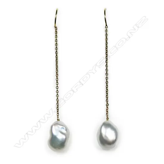 A pair of 18ct gold and Keshi pearl earrings,