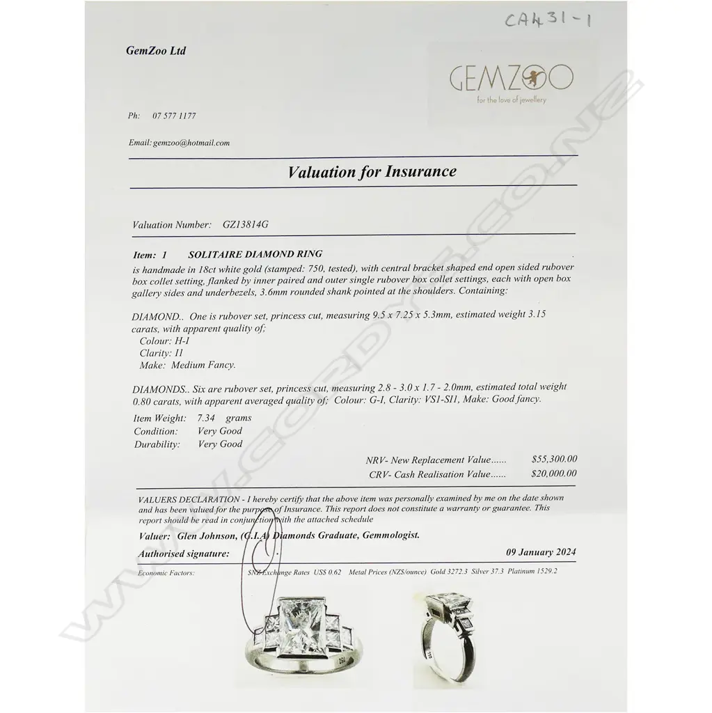 An 18ct white gold and diamond Art Deco style solitaire ring, Image 1++