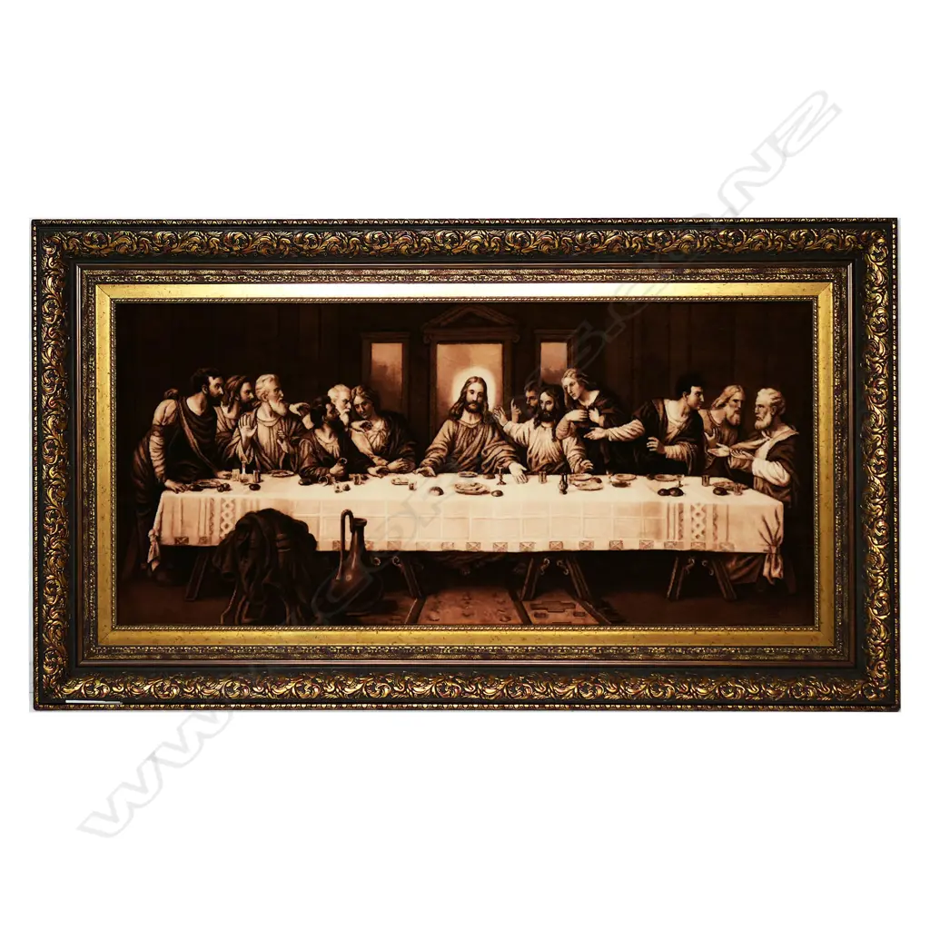 A very finely hand knotted wool on silk picture rug 'The Last Supper', Image 1++