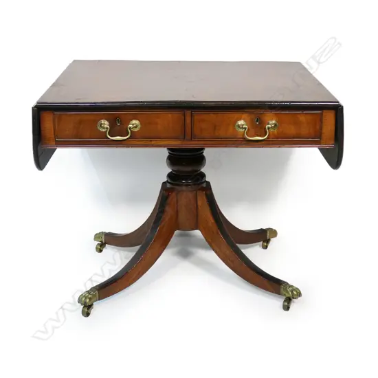 A fine quality George III flame mahogany sofa table,