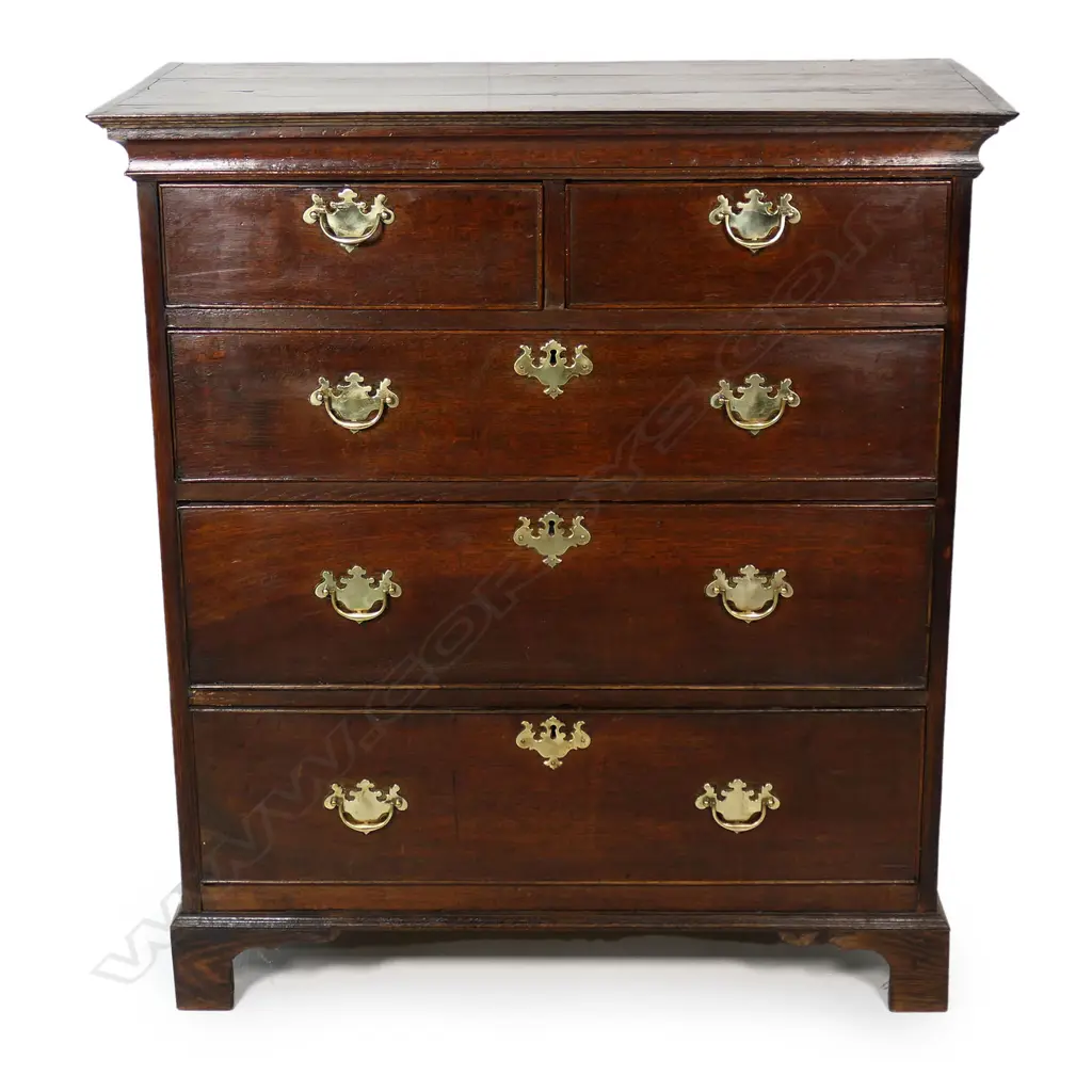 A George III oak flat front chest, Image 1++