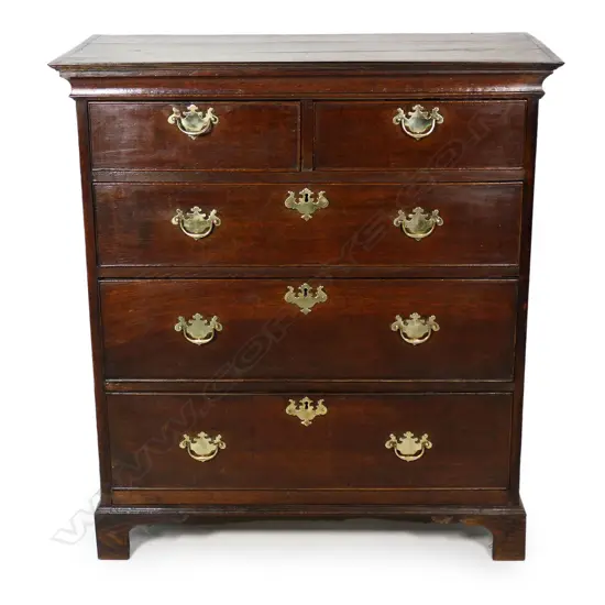 A George III oak flat front chest,