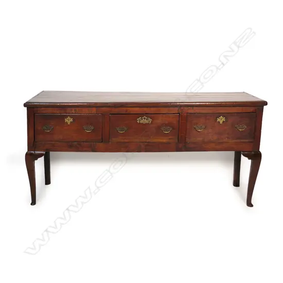 A Georgian three drawer oak dresser base ,