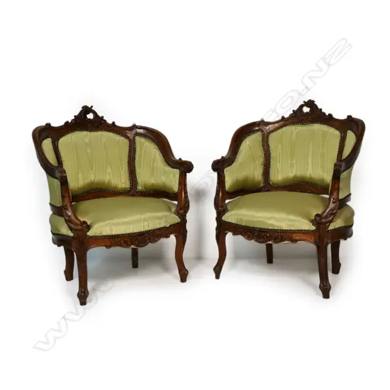 A pair of 19thC Hepplewhite style bergère chairs,