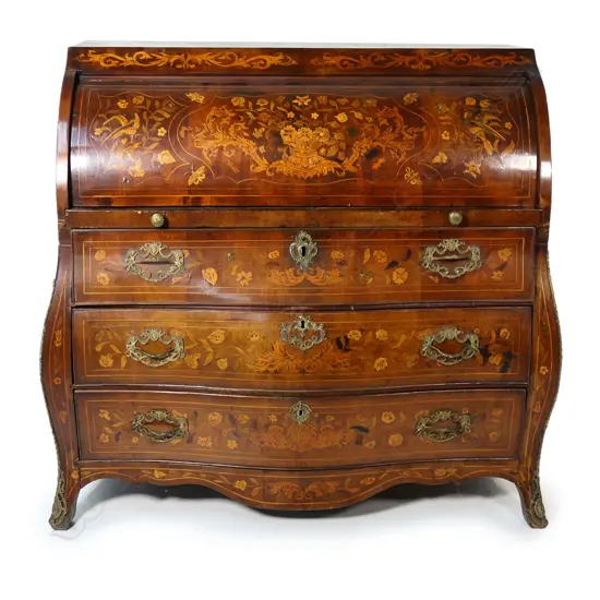 A Dutch marquetry bombe bureau,