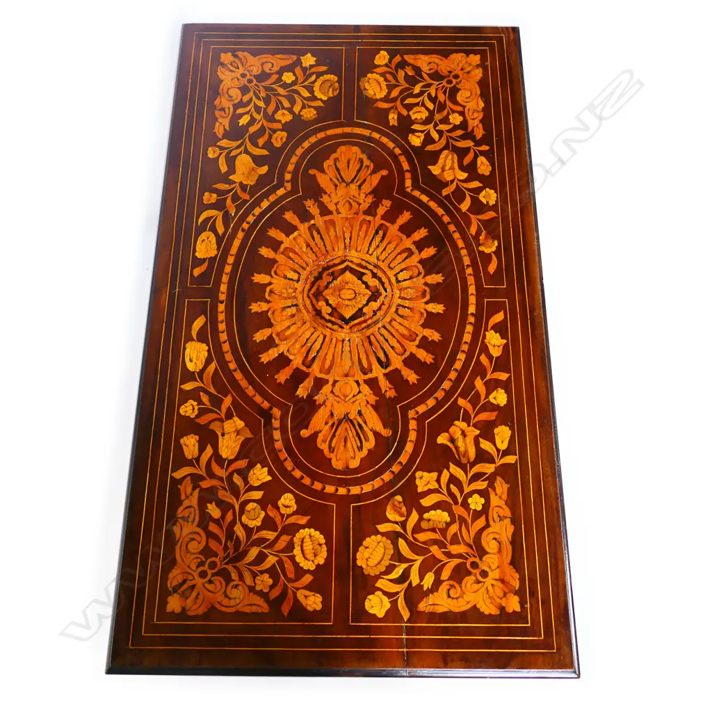 A 19thC Dutch inlaid mahogany and kingwood side table, Image 1++