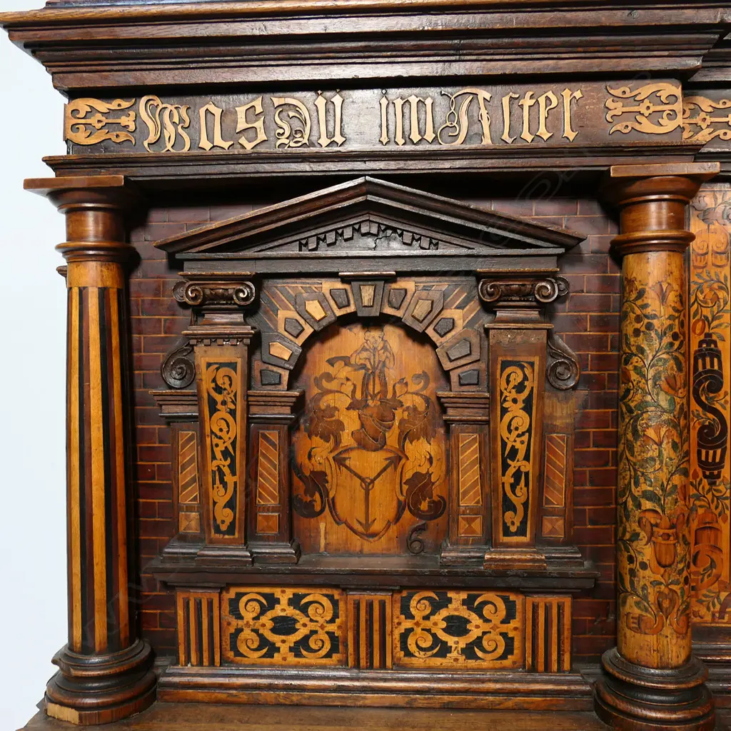 An important and rare German two part coffer for flour and salt, made in Burg zu Groß-Karben, near Frankfurt, in 1616. Image 1++