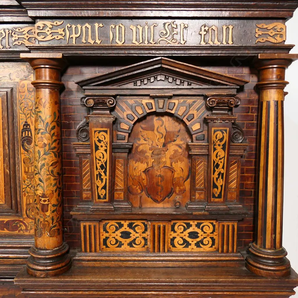 An important and rare German two part coffer for flour and salt, made in Burg zu Groß-Karben, near Frankfurt, in 1616. Image 1++