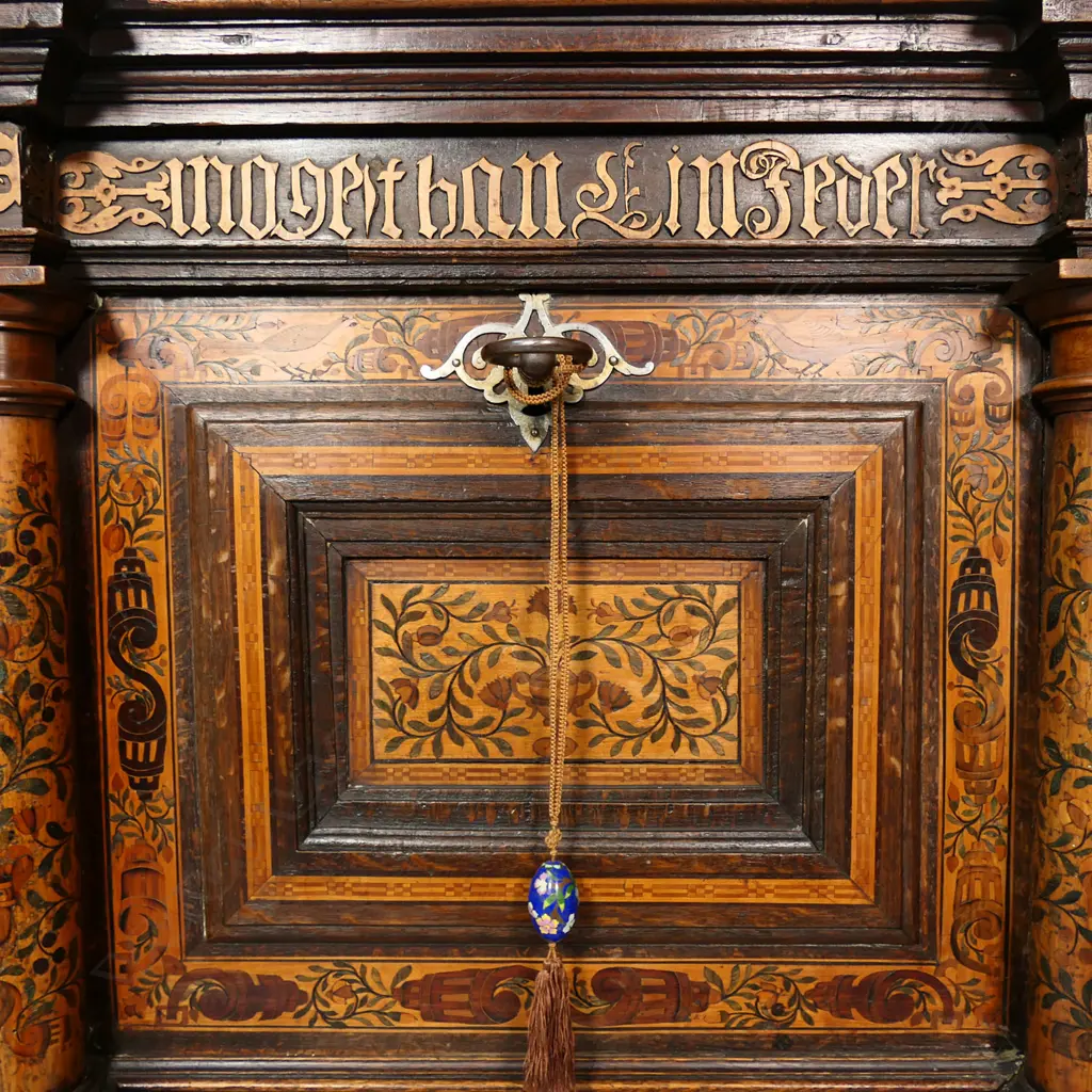 An important and rare German two part coffer for flour and salt, made in Burg zu Groß-Karben, near Frankfurt, in 1616. Image 1++
