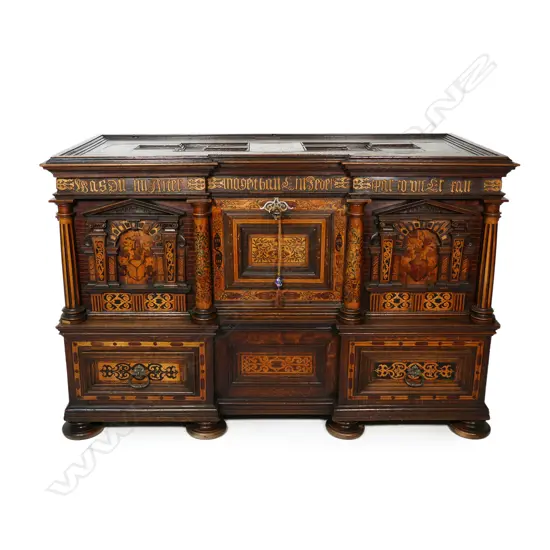 An important and rare German two part coffer for flour and salt, made in Burg zu Groß-Karben, near Frankfurt, in 1616.