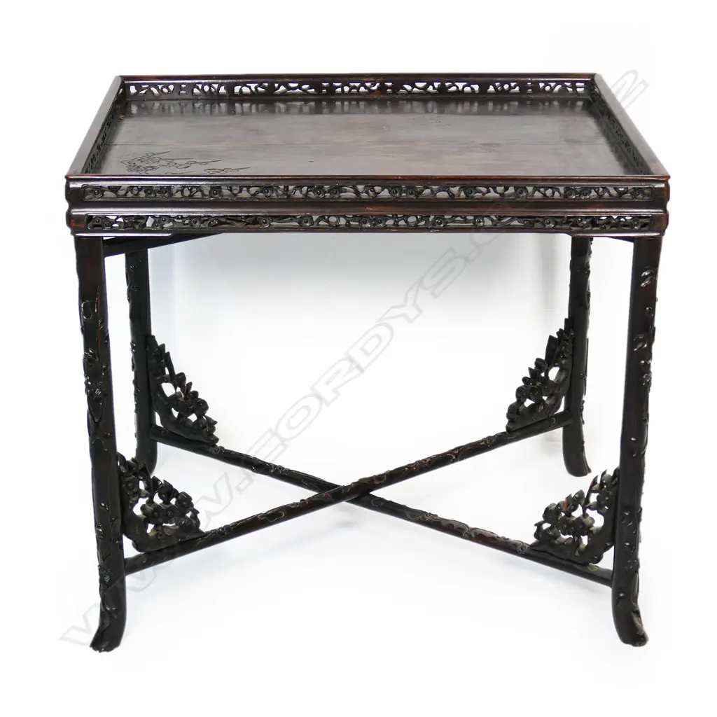 A vintage Chinese hardwood tray top table, Image 1++