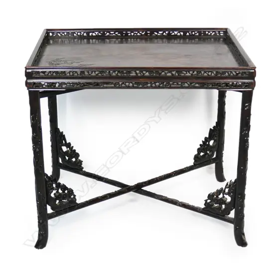 A vintage Chinese hardwood tray top table,