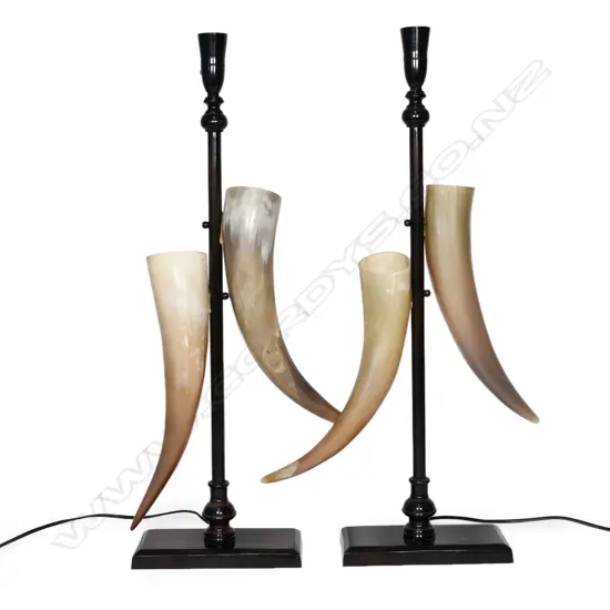 A pair of horn table lamps,
