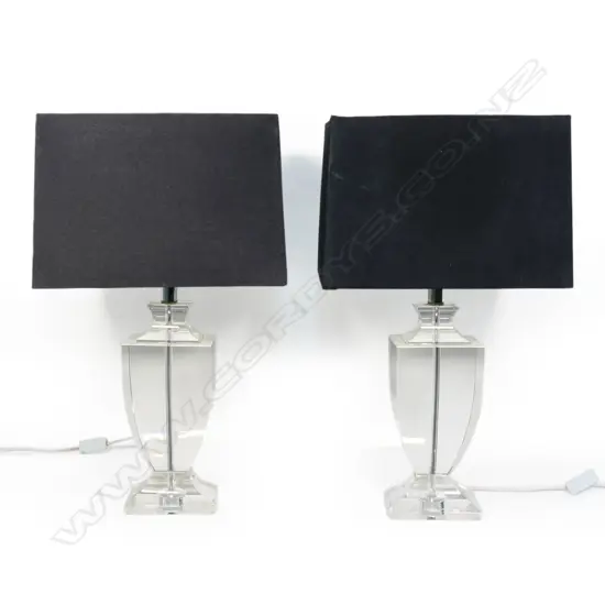 A pair of heavy crystal table lamps,