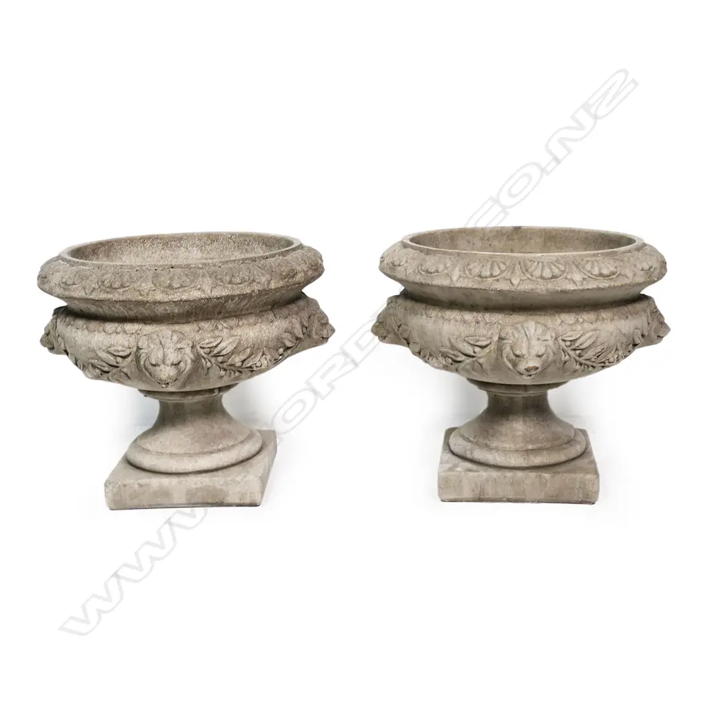 A pair of concrete classical garden urns, Image 1++