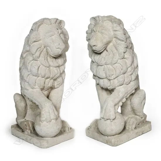 A pair of concrete lions,