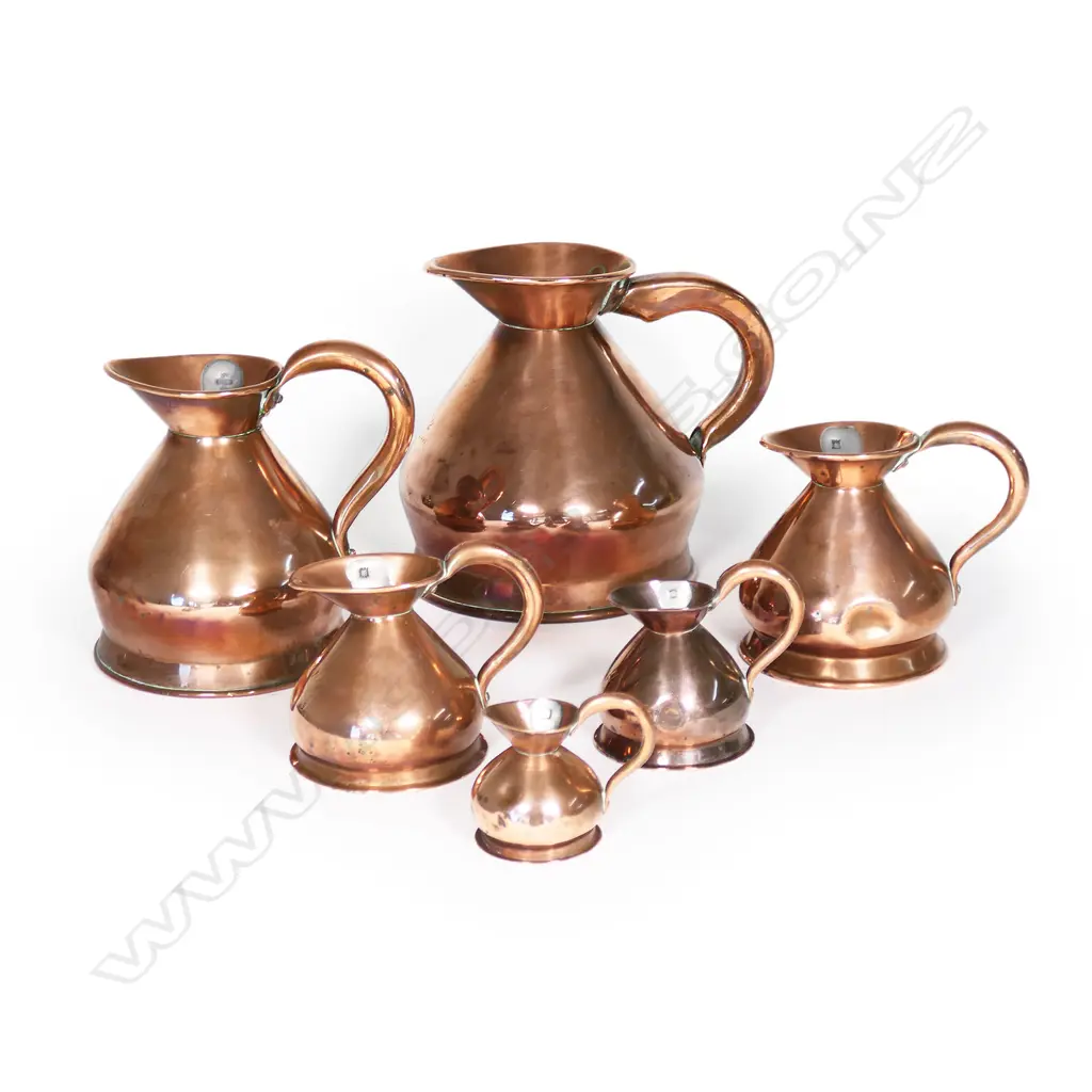A set of six Victorian copper harvest measures, Image 1++