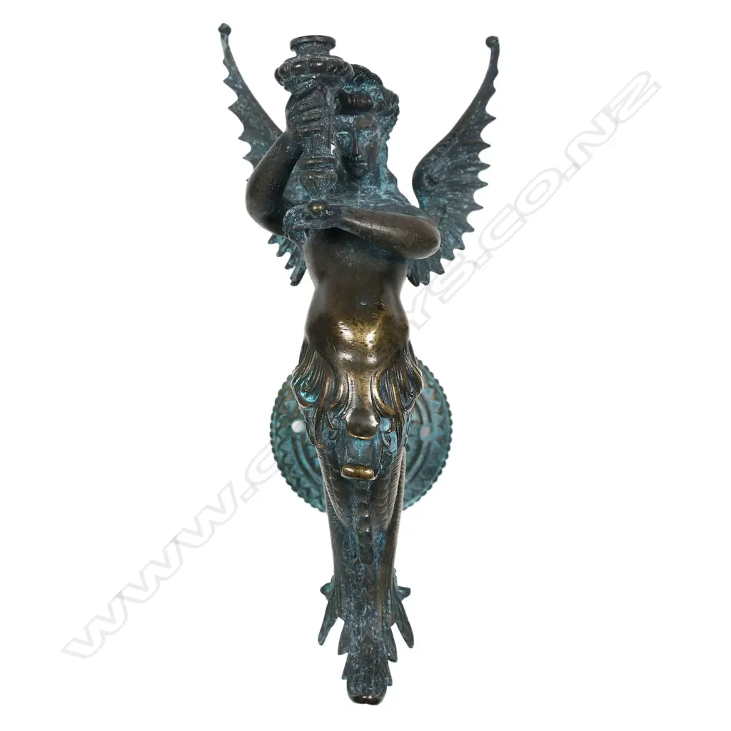A 19thC bronze wall sconce gas lamp as Mélusine, Image 1++