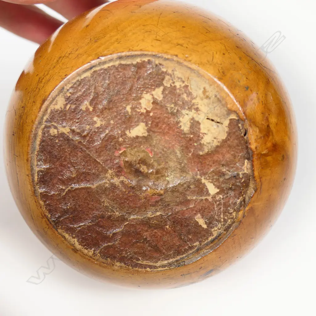 A rare 19thC fruitwood carved pear form tea caddy, Image 1++