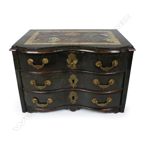 A rare 19thC Grand Tour marble covered miniature commode,